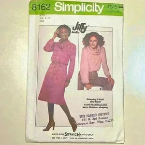 Vintage Simplicity #8162 Stretch Knit Dress & Top Cowl Neck Petite 6-8 Pattern